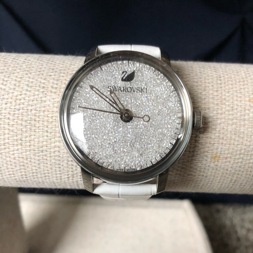 Silver and white Swarovski crystal watch